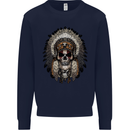 Native American Indian Skull Headdress Mens Sweatshirt Jumper Navy Blue