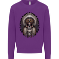 Native American Indian Skull Headdress Mens Sweatshirt Jumper Purple