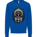 Native American Indian Skull Headdress Mens Sweatshirt Jumper Royal Blue
