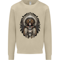 Native American Indian Skull Headdress Mens Sweatshirt Jumper Sand