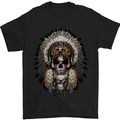 Native American Indian Skull Headdress Mens T-Shirt Cotton Gildan Black