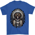 Native American Indian Skull Headdress Mens T-Shirt Cotton Gildan Royal Blue