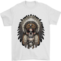 Native American Indian Skull Headdress Mens T-Shirt Cotton Gildan White