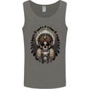 Native American Indian Skull Headdress Mens Vest Tank Top Charcoal