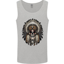 Native American Indian Skull Headdress Mens Vest Tank Top Sports Grey