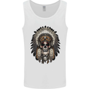 Native American Indian Skull Headdress Mens Vest Tank Top White