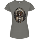 Native American Indian Skull Headdress Womens Petite Cut T-Shirt Charcoal
