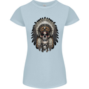 Native American Indian Skull Headdress Womens Petite Cut T-Shirt Light Blue