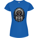 Native American Indian Skull Headdress Womens Petite Cut T-Shirt Royal Blue