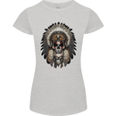 Native American Indian Skull Headdress Womens Petite Cut T-Shirt Sports Grey