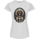 Native American Indian Skull Headdress Womens Petite Cut T-Shirt White