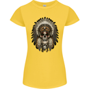 Native American Indian Skull Headdress Womens Petite Cut T-Shirt Yellow