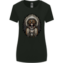 Native American Indian Skull Headdress Womens Wider Cut T-Shirt Black