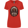 Native American Indian Skull Headdress Womens Wider Cut T-Shirt Red