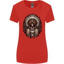 Native American Indian Skull Headdress Womens Wider Cut T-Shirt Red