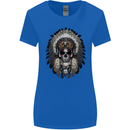 Native American Indian Skull Headdress Womens Wider Cut T-Shirt Royal Blue