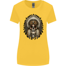 Native American Indian Skull Headdress Womens Wider Cut T-Shirt Yellow