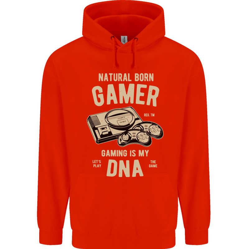 Natural Born Gamer Funny Gaming Childrens Kids Hoodie Bright Red