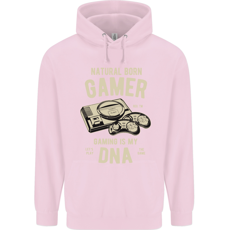 Natural Born Gamer Funny Gaming Childrens Kids Hoodie Light Pink