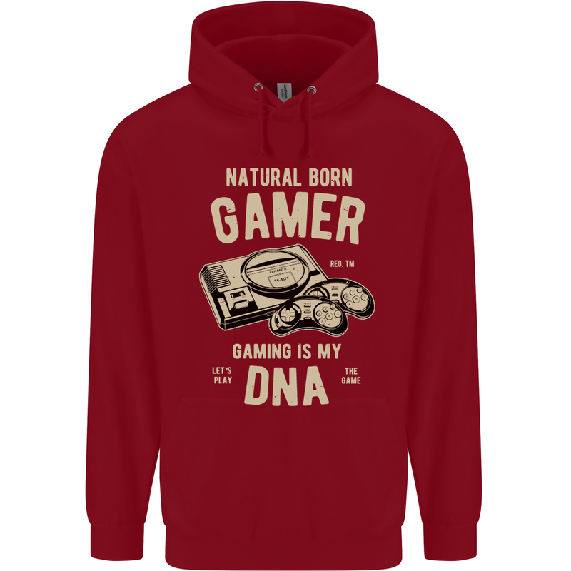 Natural Born Gamer Funny Gaming Childrens Kids Hoodie Red