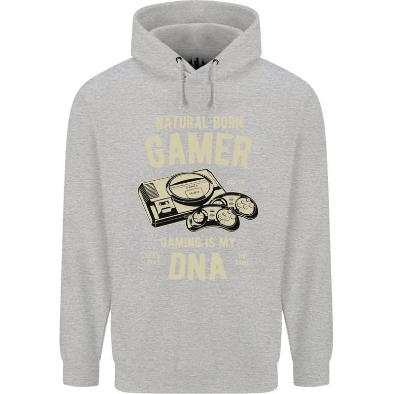 Natural Born Gamer Funny Gaming Childrens Kids Hoodie Sports Grey
