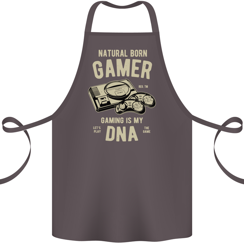 Natural Born Gamer Funny Gaming Cotton Apron 100% Organic Dark Grey