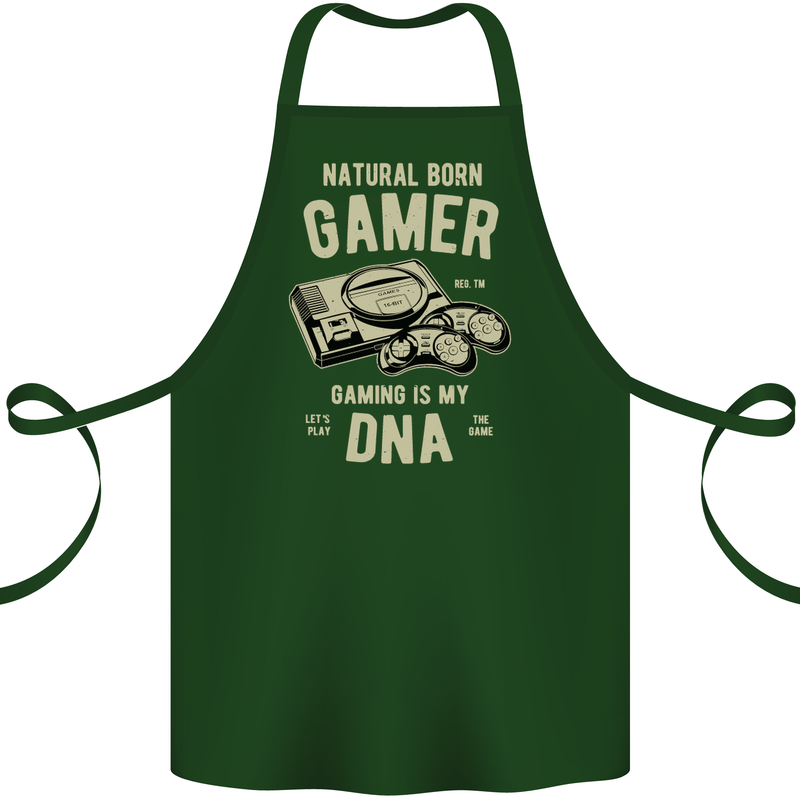 Natural Born Gamer Funny Gaming Cotton Apron 100% Organic Forest Green