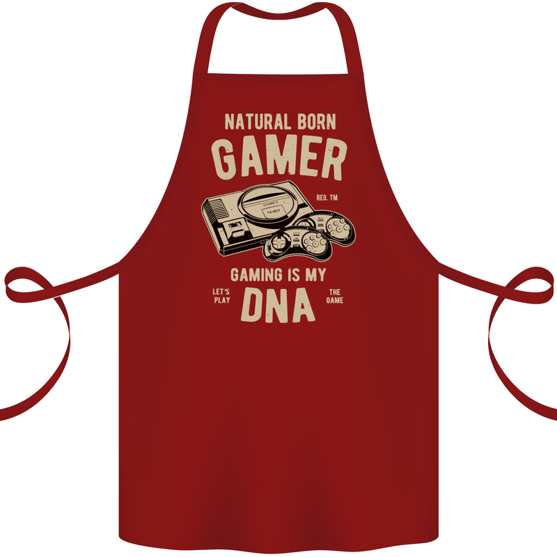 Natural Born Gamer Funny Gaming Cotton Apron 100% Organic Maroon