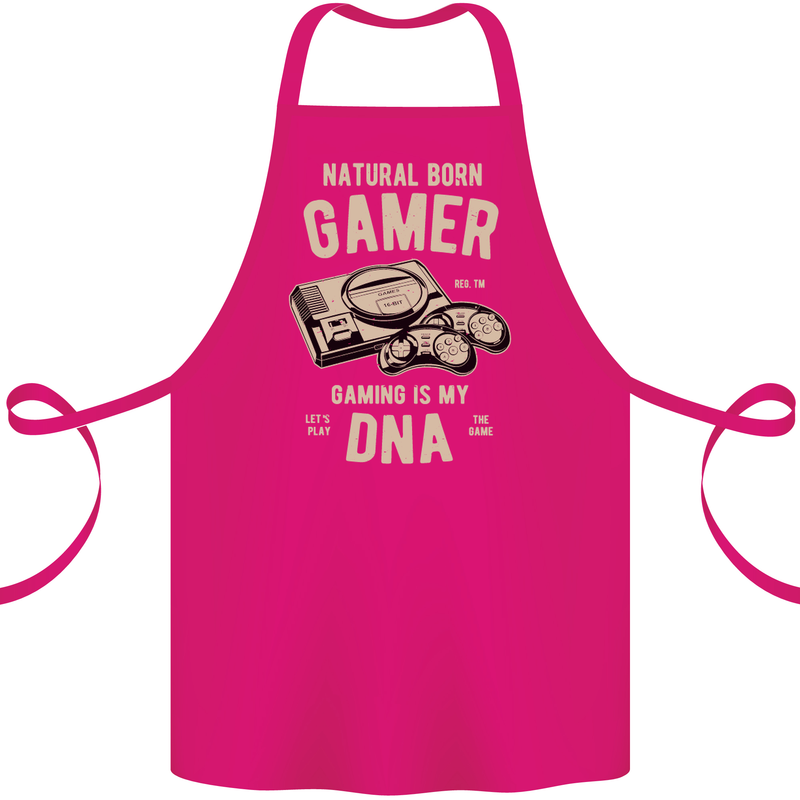Natural Born Gamer Funny Gaming Cotton Apron 100% Organic Pink