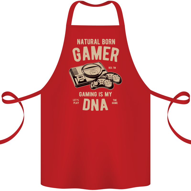 Natural Born Gamer Funny Gaming Cotton Apron 100% Organic Red