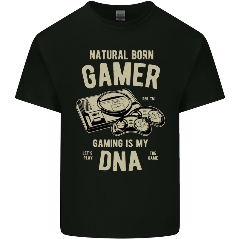 Natural Born Gamer Funny Gaming Kids T-Shirt Childrens Black