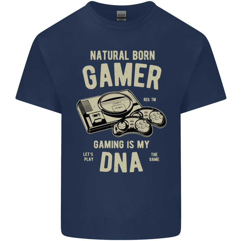 Natural Born Gamer Funny Gaming Kids T-Shirt Childrens Navy Blue