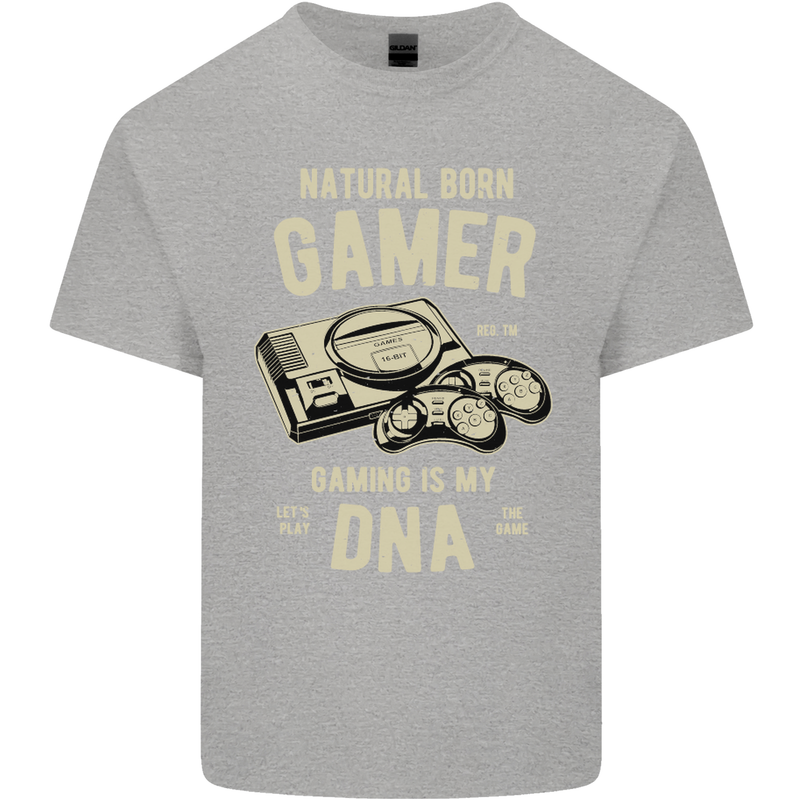 Natural Born Gamer Funny Gaming Kids T-Shirt Childrens Sports Grey