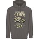 Natural Born Gamer Funny Gaming Mens 80% Cotton Hoodie Charcoal