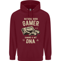 Natural Born Gamer Funny Gaming Mens 80% Cotton Hoodie Maroon