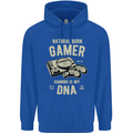 Natural Born Gamer Funny Gaming Mens 80% Cotton Hoodie Royal Blue