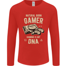 Natural Born Gamer Funny Gaming Mens Long Sleeve T-Shirt Red