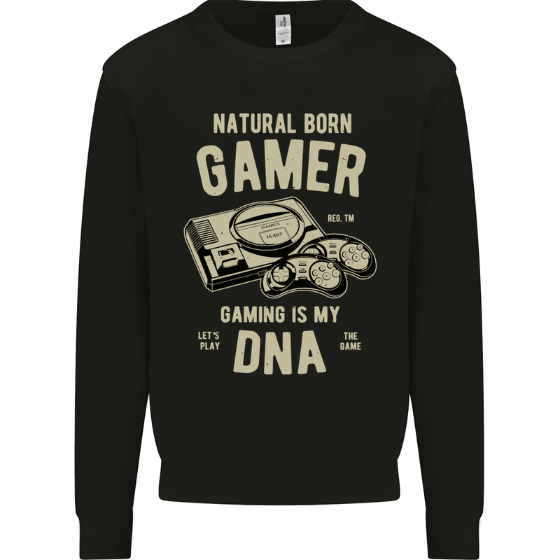 Natural Born Gamer Funny Gaming Mens Sweatshirt Jumper Black