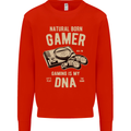 Natural Born Gamer Funny Gaming Mens Sweatshirt Jumper Bright Red