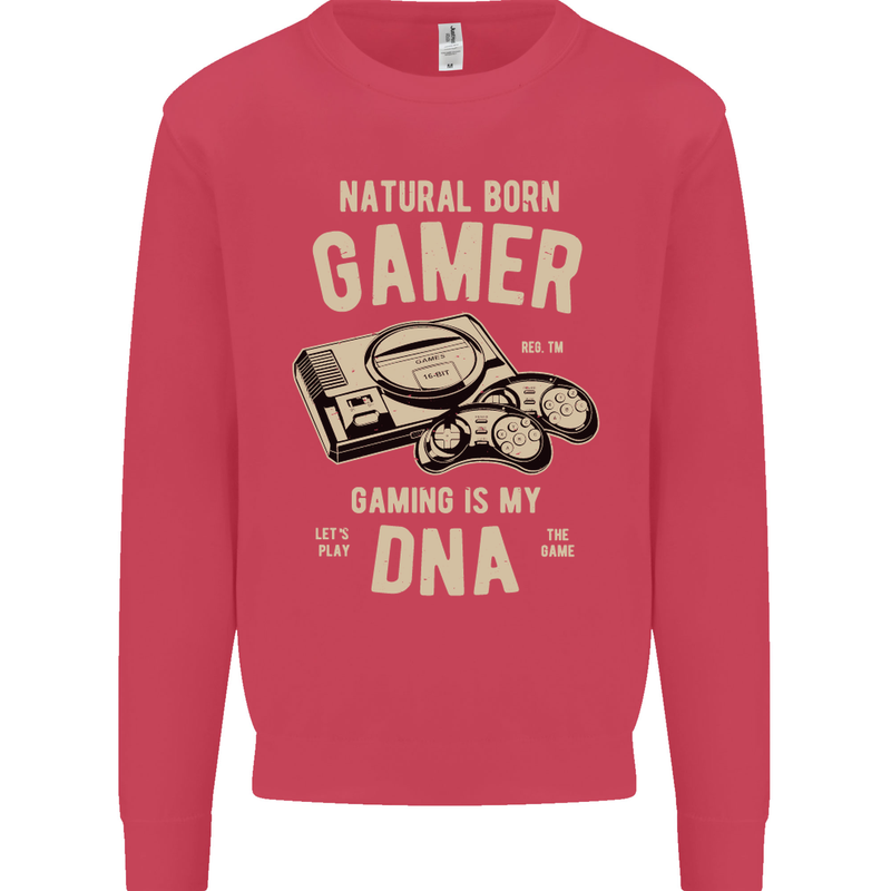 Natural Born Gamer Funny Gaming Mens Sweatshirt Jumper Heliconia
