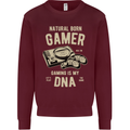 Natural Born Gamer Funny Gaming Mens Sweatshirt Jumper Maroon
