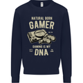 Natural Born Gamer Funny Gaming Mens Sweatshirt Jumper Navy Blue