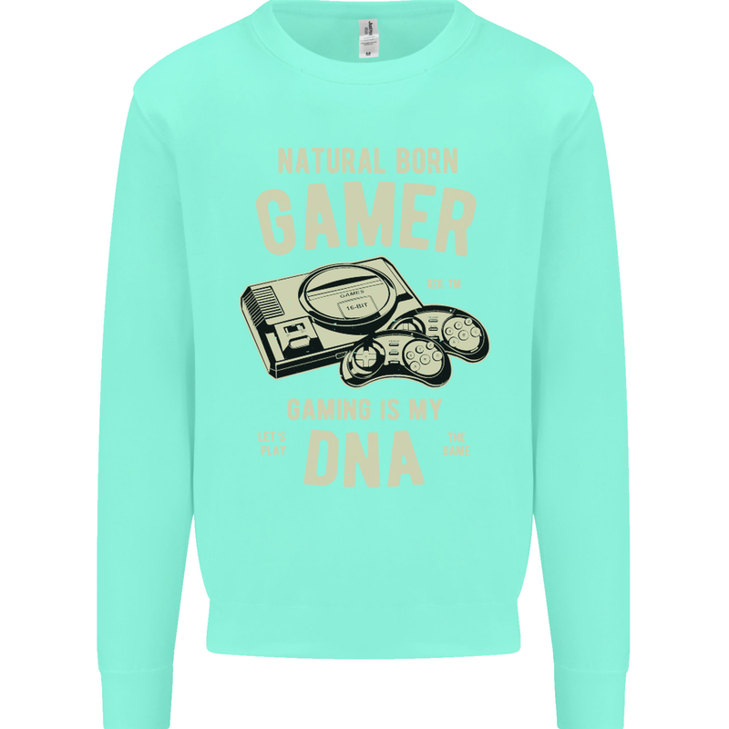 Natural Born Gamer Funny Gaming Mens Sweatshirt Jumper Peppermint