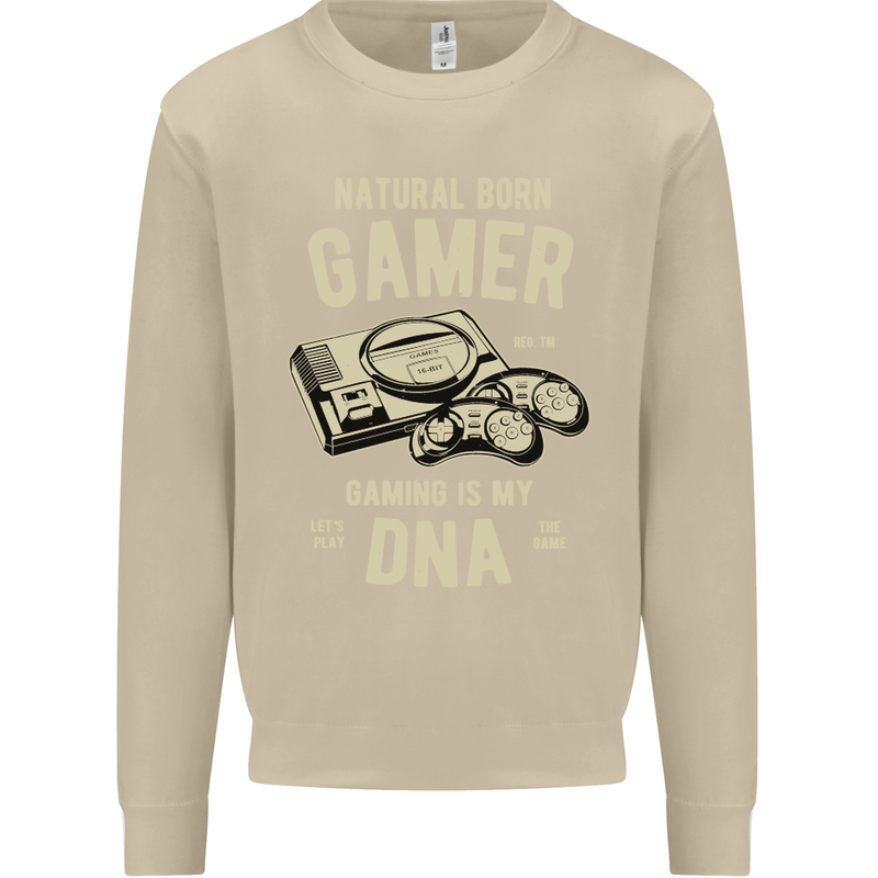 Natural Born Gamer Funny Gaming Mens Sweatshirt Jumper Sand