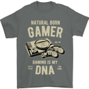 Natural Born Gamer Funny Gaming Mens T-Shirt Cotton Gildan Charcoal