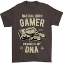 Natural Born Gamer Funny Gaming Mens T-Shirt Cotton Gildan Dark Chocolate