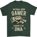 Natural Born Gamer Funny Gaming Mens T-Shirt Cotton Gildan Forest Green