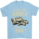 Natural Born Gamer Funny Gaming Mens T-Shirt Cotton Gildan Light Blue