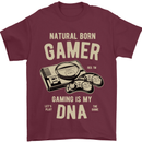 Natural Born Gamer Funny Gaming Mens T-Shirt Cotton Gildan Maroon
