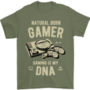 Natural Born Gamer Funny Gaming Mens T-Shirt Cotton Gildan Military Green